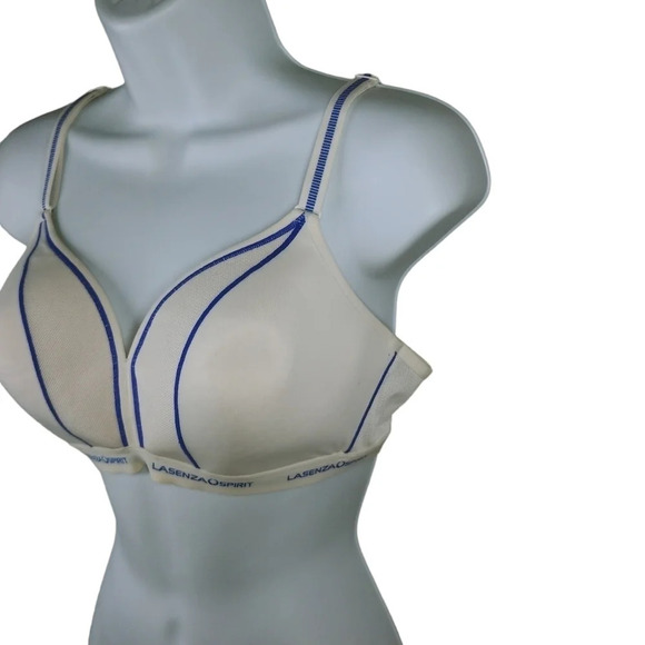La Senza Spirit Wireless Padded Sports Bra  White Blue 38C - Picture 3 of 6
